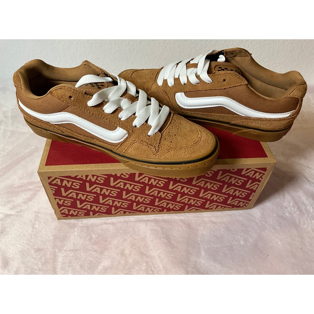 Vans Knu Skool Brown White Suede Puffy Skate Shoes Mens 7.5 751505 Low Top
